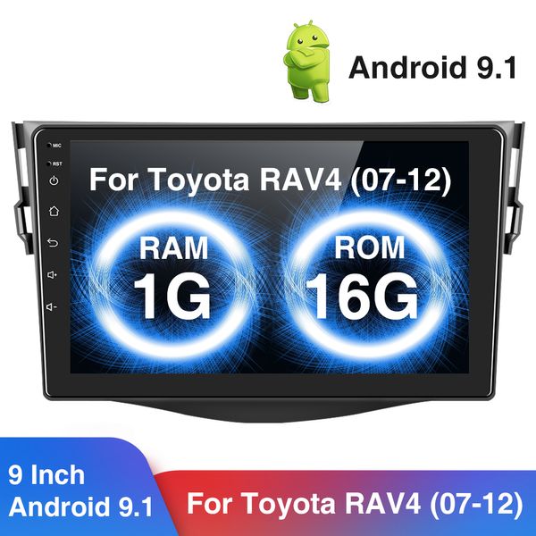 2din Android 9.1 Carro Radio 9 '' HD Espelho GPS Navegação Multimédia Player DVR Audio WiFi para Toyota RAV4 2007-2011