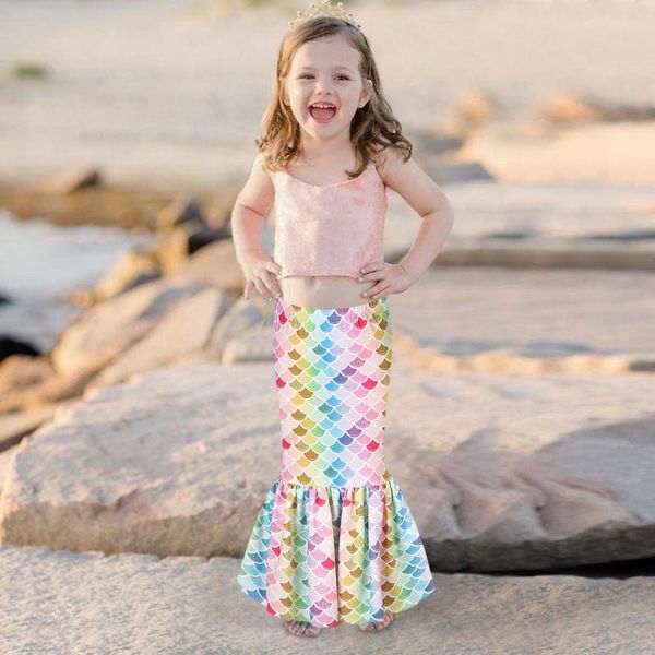 

summer fashion baby kids girls skirt teen 3d print sequin colorful princess party children clothes #221 skirts