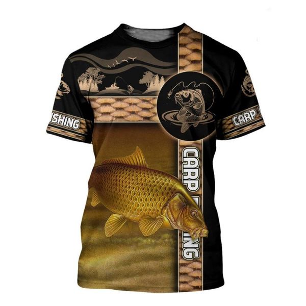 

summer the latest 2021 fish outdoor t-shirt man 3d cool print fishing men short 0collar casual poissons men's t-shirts, White;black