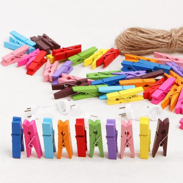 

party decoration 20-80pcs color 3.5cm small wooden clips diy craft arts cute clamps for memo paper bookmark po
