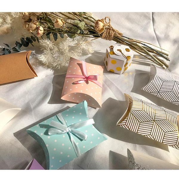 

gift wrap sktn 5pcs favor candy box bag craft paper pillow shape wedding pie party bags eco-friendly white cardboard