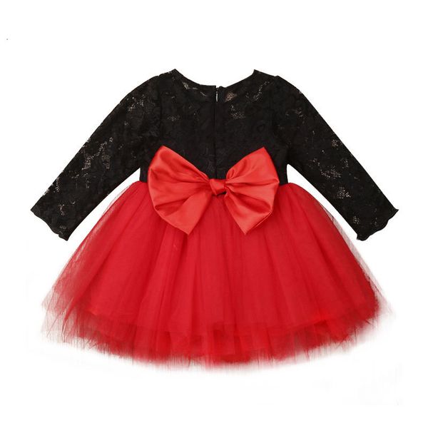 

girl's 6m-5y christmas kid baby for long sleeve lace tutu party wedding formal red dresses princess tulle dress girl clothes 1026, Red;yellow