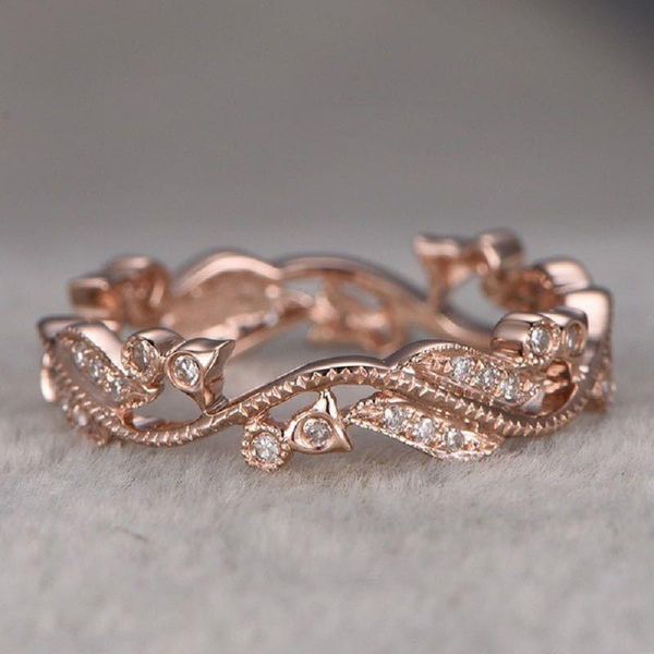 

wedding rings fashion lucky flower vine leaf for women ladys bijoux anel femme engagement brand ring, Slivery;golden