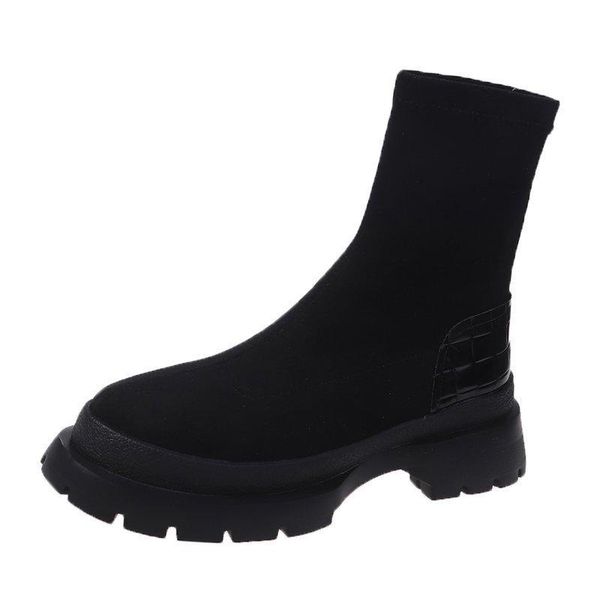 

boots casual women's 2021 autumn and winter platform stretch fashion, Black