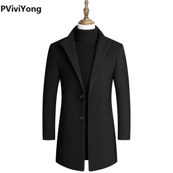 

men's wool & blends pviviyong 2021 arrival autumn&winter trench coat men,men's thicked slim jackets plus-size m-4xl 011, Black