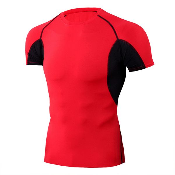 

men t shirts compression tshirts quick dry fitness tight sportswear sport short sleeve shirt breathable, White;black