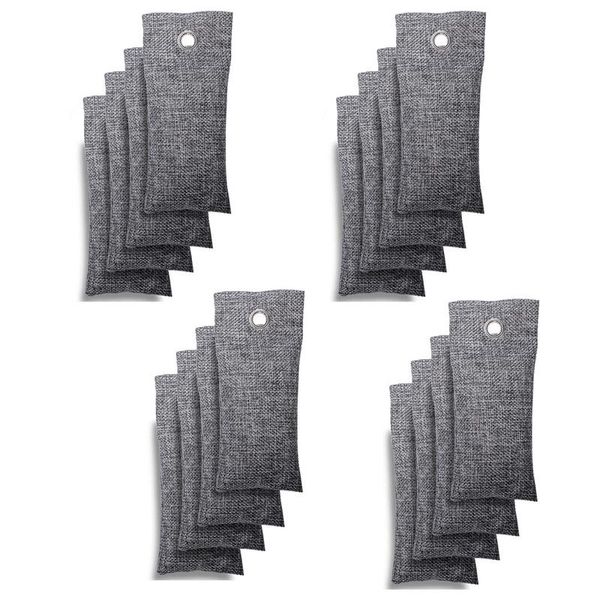 

natural activated bamboo charcoal bags 16 pack, home air purifying bag, car odor eliminator, pet area freshener