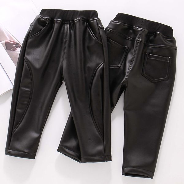 

girl boy leather pants solid color leather trousers girl casual style pants kids autumn winter winter clothes girl, Blue