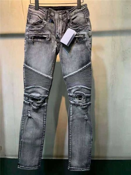 

designer luxurys mens jeans men denim main colour embroidery vintage pants fashion slim-leg holes motorcycle biker jean trousers size 29-40, Blue