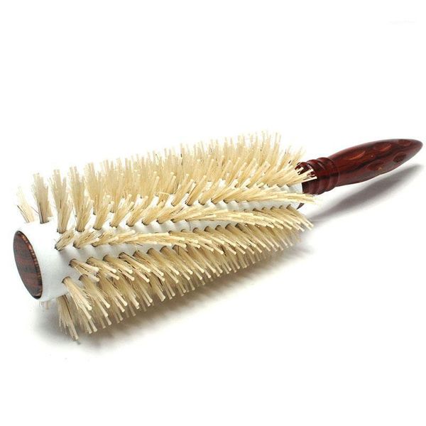 

wood hair round brush antistatic heat resistant boar bristle curl salon wooden hairdressing hairbrush1, Silver
