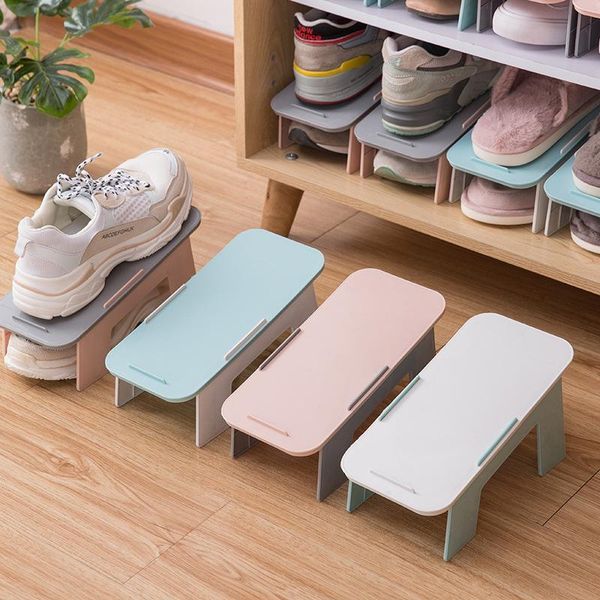 

hooks & rails double-layer simple shoe rack save space holder household storage organizer cabinet shelf