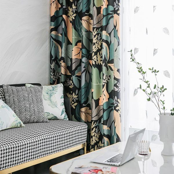 

curtain & drapes american semi blackout curtains for living room bedroom green leaves printed customized blinds 2021 window decor