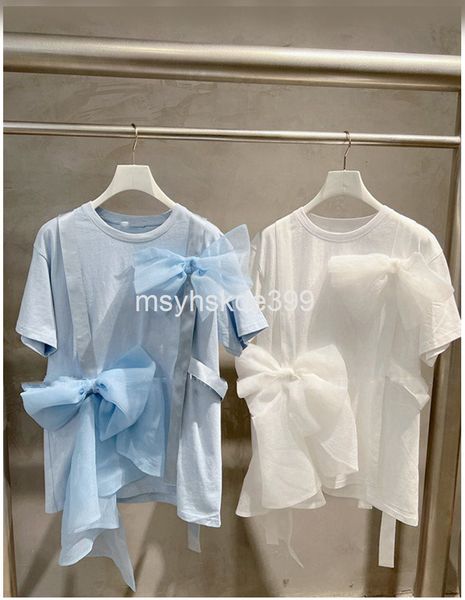 

women's t-shirt sweet bow decoration short sleeve t-shirt french minority summer women's dress slim fit, White