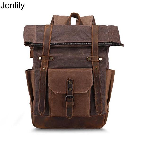 

backpack jonlily men's vintage canvas male travel rucksack teens casual city daypack high capacity lapbag -kg380