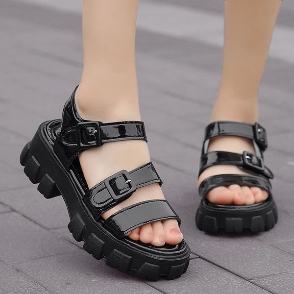 

sandals women gladiator platform women's 2021 summer fashion chunky beach sandal denim comfortable sandalias mujer, Black