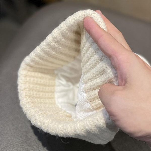 

beanies p8db sweet cute wool hat big bow pearl knitted daily wear all-match for men women