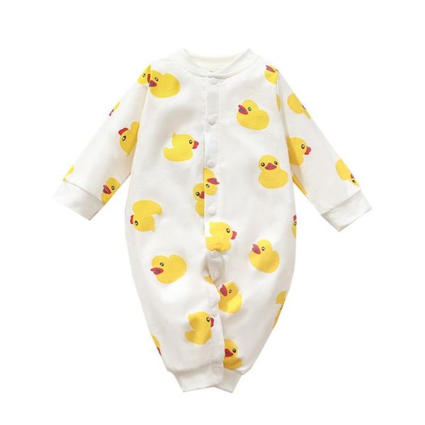 

spring baby boy girl cute cartoon duck print romper autumn newborn infant long-sleeved trousers jumpsuit clothes, Blue