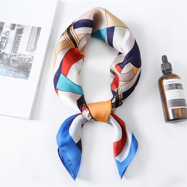 

luxury horse print scarfs for ladies office neckerchief tie foulard femme silk square hair scarf bandana shawls wraps scarves, Blue;gray
