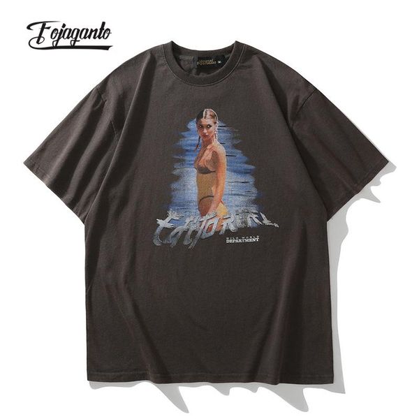 

men's t-shirts fojaganto 2021 summer t-shirt film lens printing round neck fashion trend loose short-sleeved for men, White;black