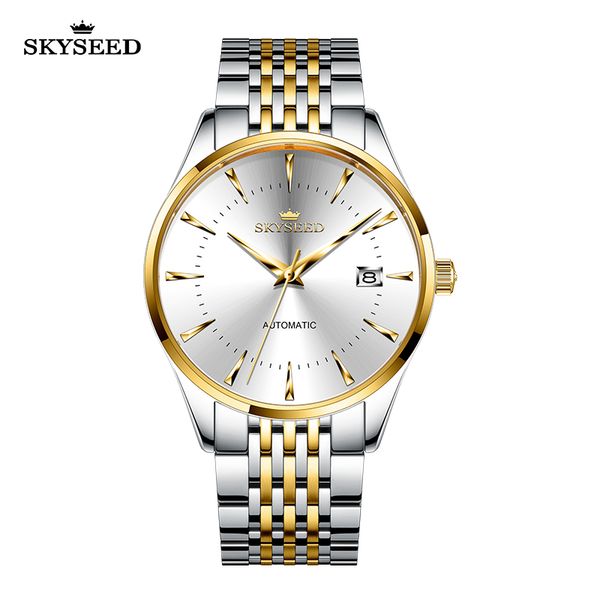 

tiandai watch ultra thin business high end fashion tapered strip nail literal dial sapphire mirror steel belt waterproof 40mm men's aut, Slivery;brown