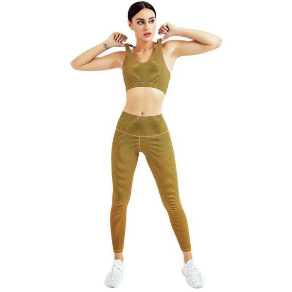 

yoga outfit women two piece set plaid workout exercise sports fitness push up running suit tracksuit gym sportswear