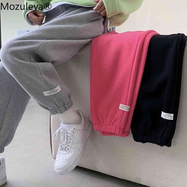 

autumn winter joker plus velvet beam foot trousers haroun pants women sweatpants womens fashion 210427, Black;white