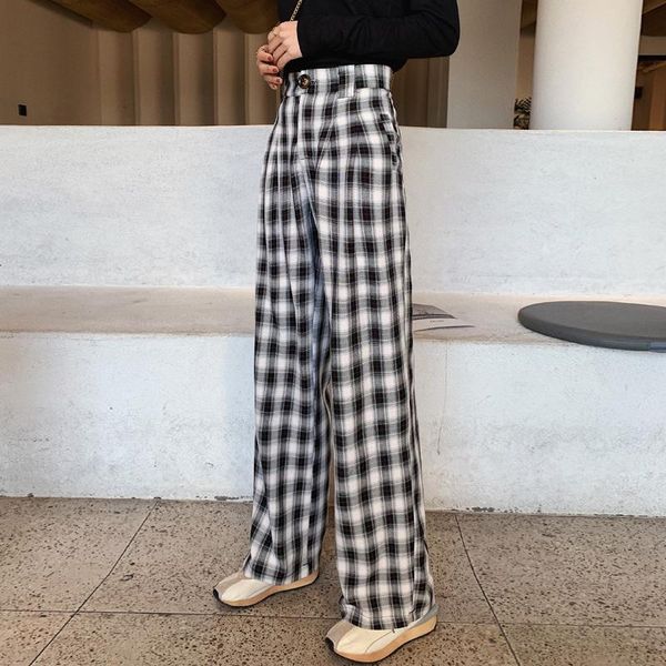 

women's pants & capris fashion wide leg spring/summer thin section high waist loose straight slim casual, Black;white