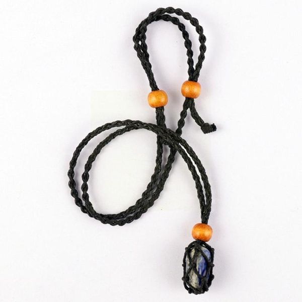 

chains handmade braided rope creation personality natural hand-woven holder bag agate cord net stone necklace neckl l3b7, Silver