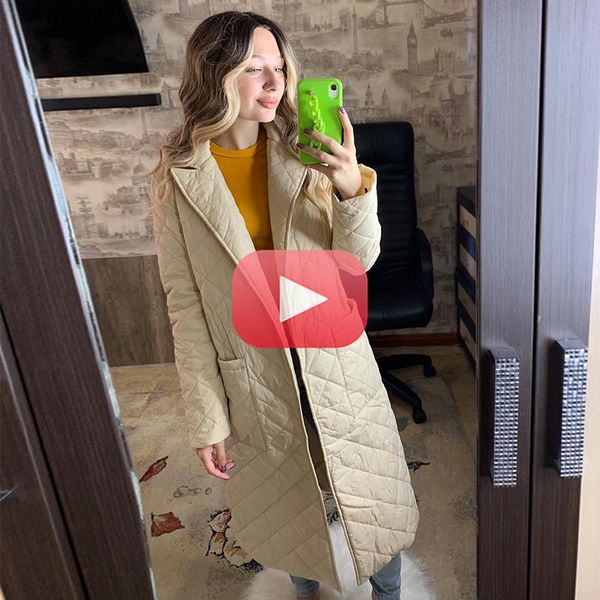 

women's jackets jacket 's for women 2021 long winter coat rhombus pattern casual sashes parkas deep pockets tailored collar female, Black;brown