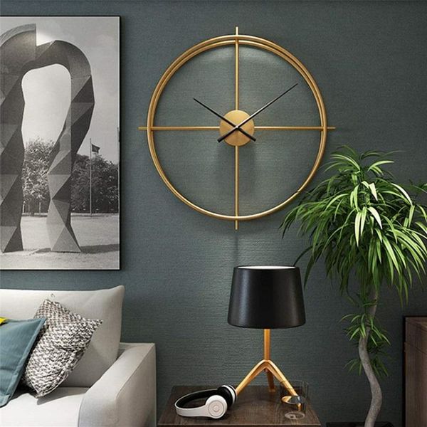 

wall clocks 50/64/90cm nordic luxury clock living room vintage large mute watch golden home decor