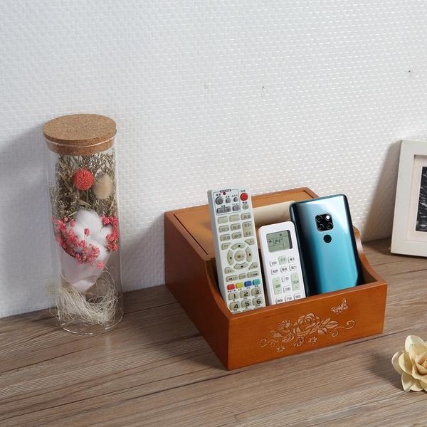 

tissue boxes & napkins wooden square box storage organizer caddy for bathroom vanity dresser night stand table holds remote controls pen 18
