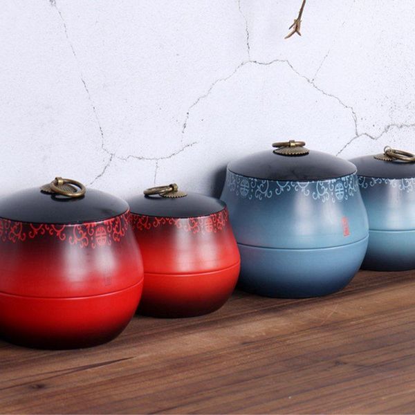

sealed tinplate empty jar scented coffee bean household kitchen spice storage box chinese style tools bottles & jars