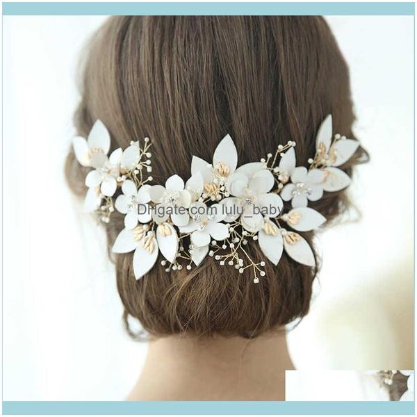 

jewelrycharming flower bridal crown clip pearls women hair jewelry aessories handmade wedding headpiece drop delivery 2021 4cif8, Slivery;golden