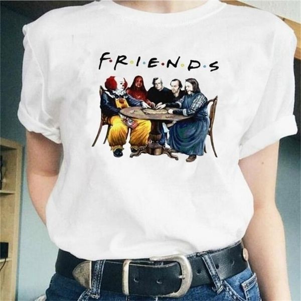 

stephen king horror characters friends t shirt fashion halloween losers club vintage 210512, White