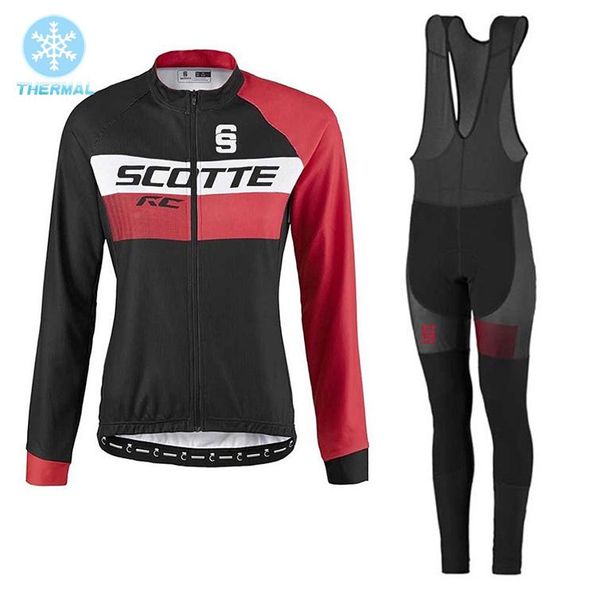 

racing sets winter thermal fleece women 2021 green scotte rc long sleeves cycling jerseys ropa ciclismo bicycle mtb bike clothing wears, Black;blue
