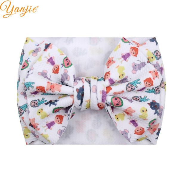 

hair accessories printed big bows headband for children cute baby girls turban fashion bands elastic tie kids, Slivery;white