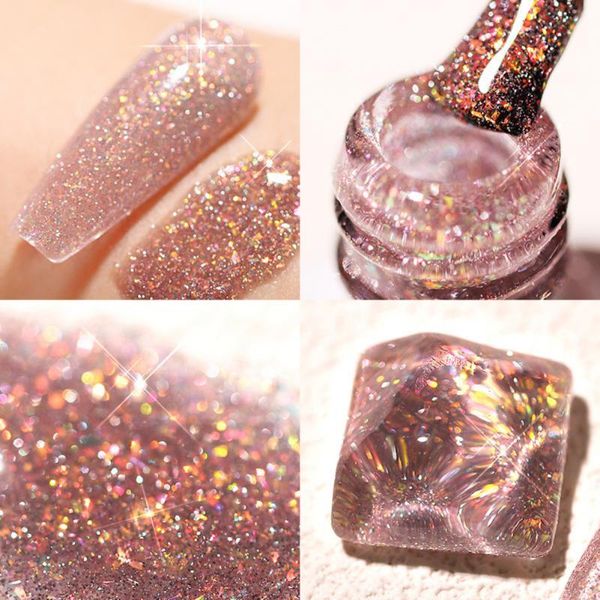 

nail gel polish uv semi permanent colorful laser sequin art for manicure led base coat varnish tslm2, Red;pink