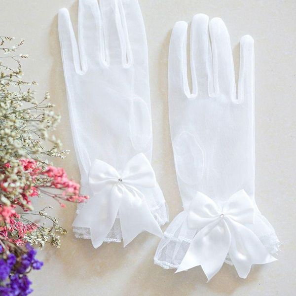 

bridal gloves wholesale bride gauze bow-knot with fingers short white glove wedding dress accessories po props