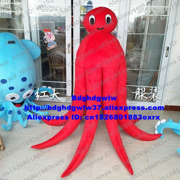 Costumi della mascotte Polpo rosso Seppie Inkfish Seppia Devilfish Octopoda Squid Costume della mascotte Cartone animato per adulti Saluta gli ospiti Azienda Kick-off zx2