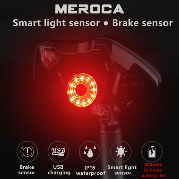 

smart brake induction taillight road bike warning lights mountain bicycle light usb charging taillights safety waterproof