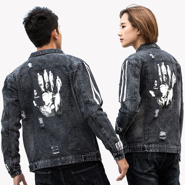 

men's jackets ripped denim clothes men's trend korean hip-hop loose 2021 spring and autumn clearance youth thin teenagers jacket m, Black;brown