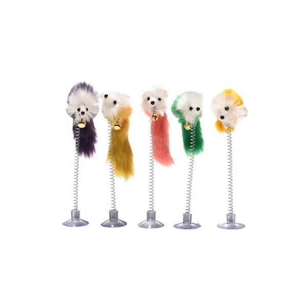 

cat toys pet interactive scratching posts cats scratcher suction cup spring mouse toy mice feather