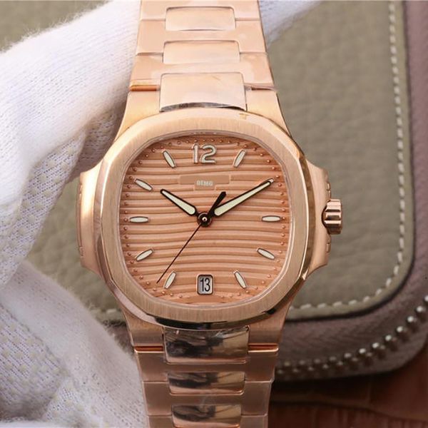 

wristwatches men's watches mechanical automatic watch oemg 7118 orange dial 35.2mm steel strap luxury 1:1, Slivery;brown
