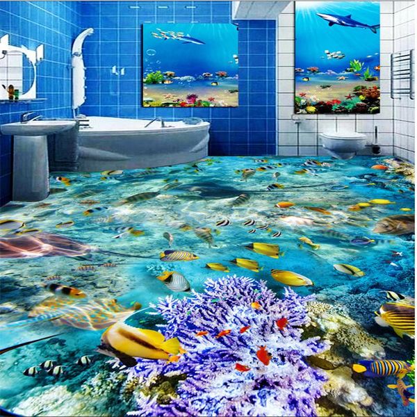 

wallpapers wellyu custom nonwovens wallpaper hd dream underwater world toilet bathroom bedroom 3d floor decorative painting