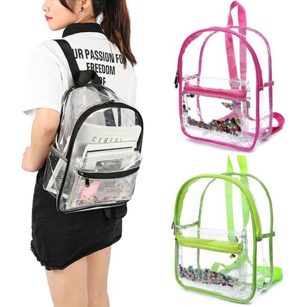 

backpack fashion woman's large clear pvc plastic heavy duty bag school office travel security shoulder