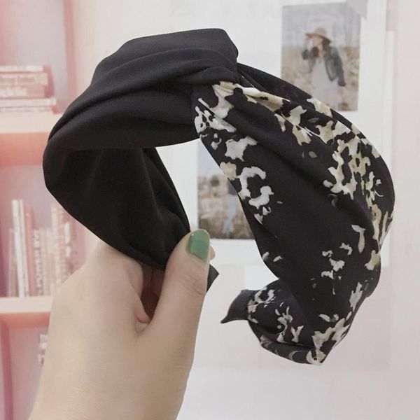 

hair accessories high-end women headband wide edges print floral girl hairband cross-knotted band fashion hoop