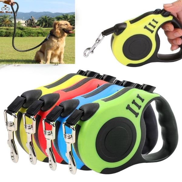 

dog collars & leashes 3/5m durable leash automatic retractable nylon cat lead extending puppy walking running roulette for dogs