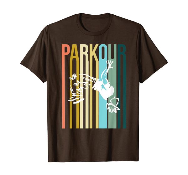 

parkour vintage retro style silhouette t-shirt, White;black