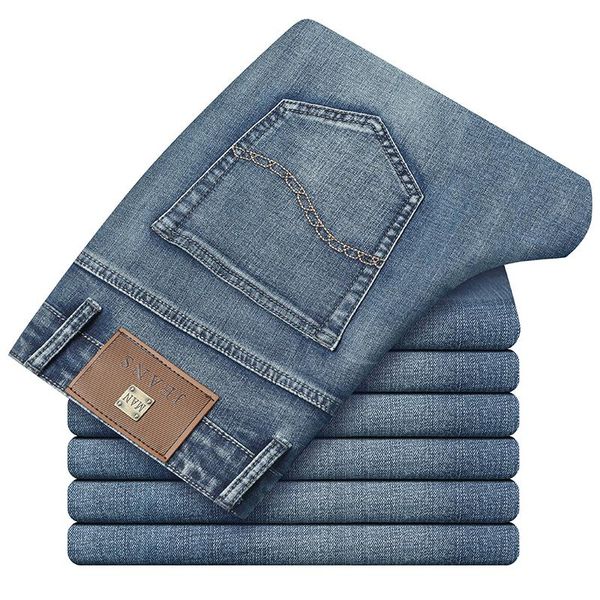 

men's jeans business fashion stretch denim classic style regular fit stragith jean trousers male pants blue and black