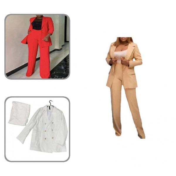 

women's suits & blazers breathable stylish high waist wide leg suit jacket pants skin-friendly coat long sleeve for autumn winter, White;black